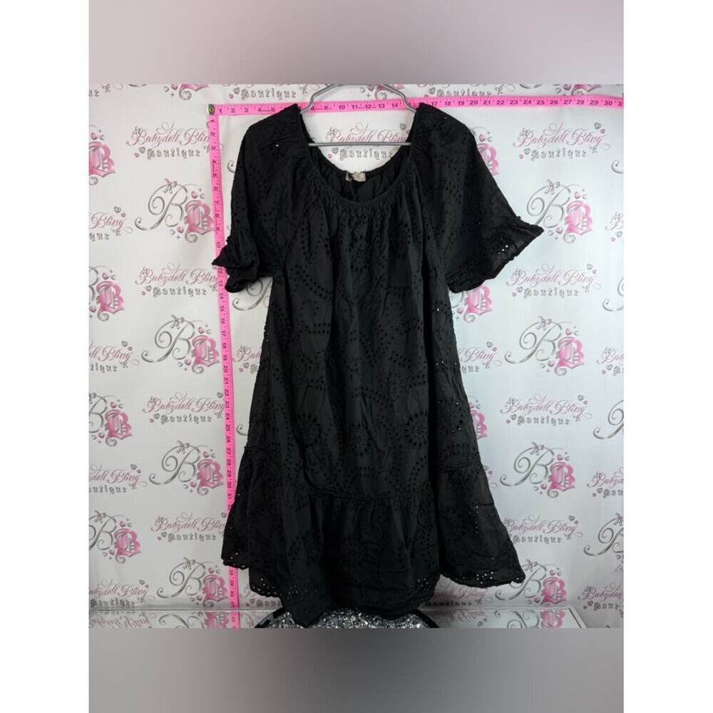 La piccola creativa Italy dress floral ruffle hem  Eyelet Swing Dress
